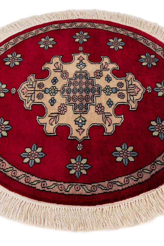 Detail image of 2' 7 x 2' 8 Hand Knotted Bokhara Oriental Wool Round Rug