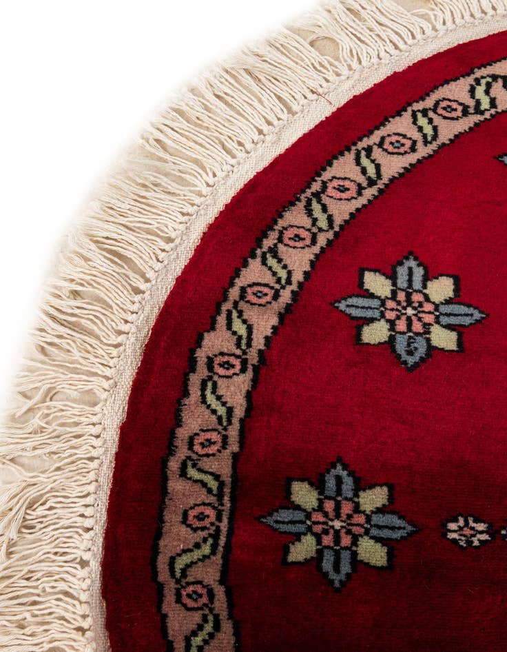 Detail image of 2' 7 x 2' 8  Hand Knotted Bokhara Oriental Wool Round Rug