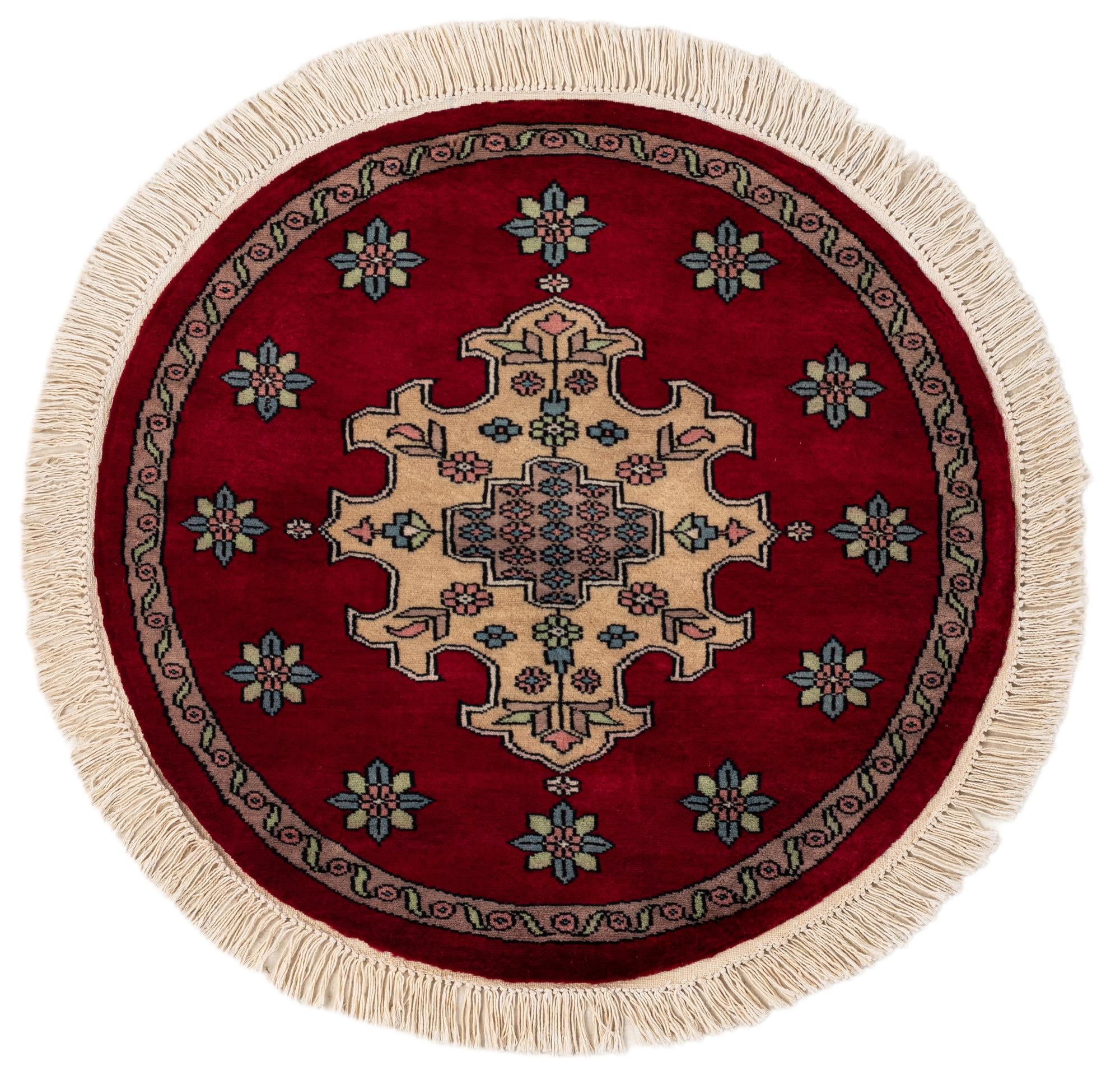 2' 7 x 2' 8 Hand Knotted Bokhara Oriental Wool Round Rug