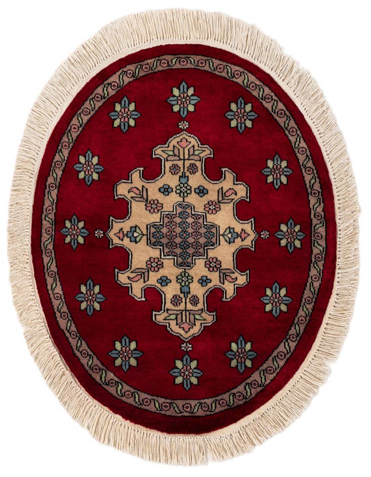 Detail image of 2' 7 x 2' 8 Hand Knotted Bokhara Oriental Wool Round Rug