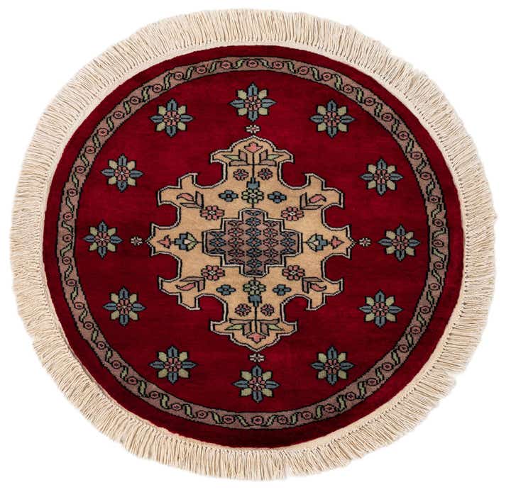2' 7 x 2' 8 Hand Knotted Bokhara Oriental Wool Round Rug