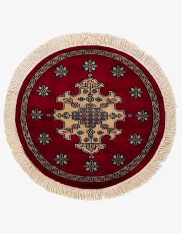 2' 7 x 2' 8 Hand Knotted Bokhara Oriental Wool Round Rug