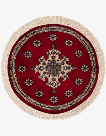 2' 6 x 2' 9 Hand Knotted Bokhara Oriental Wool Round Rug