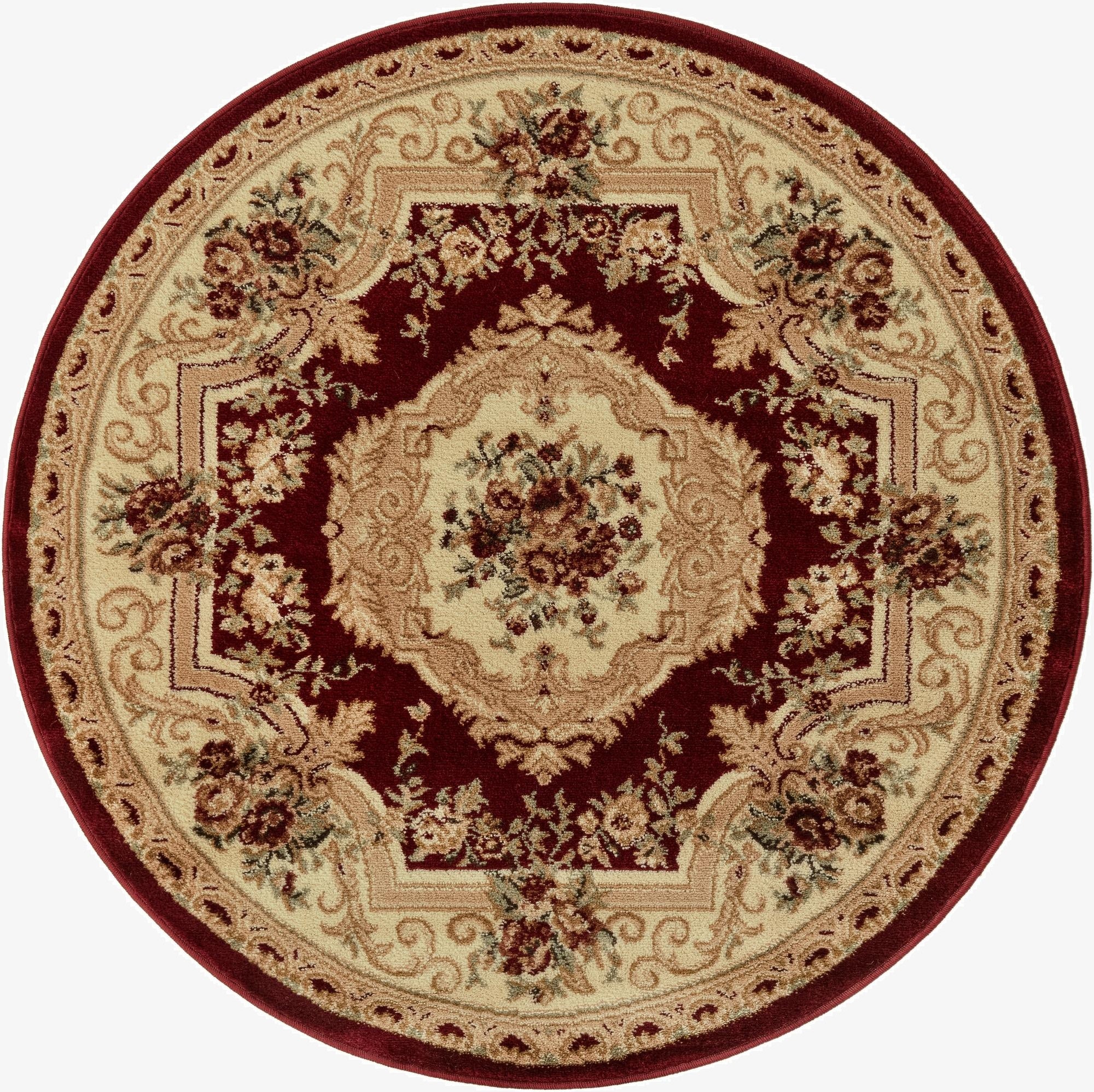 4' x 4' Classic Aubusson Round Rug