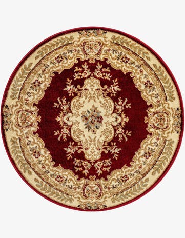 Red Classic Aubusson Round Rug