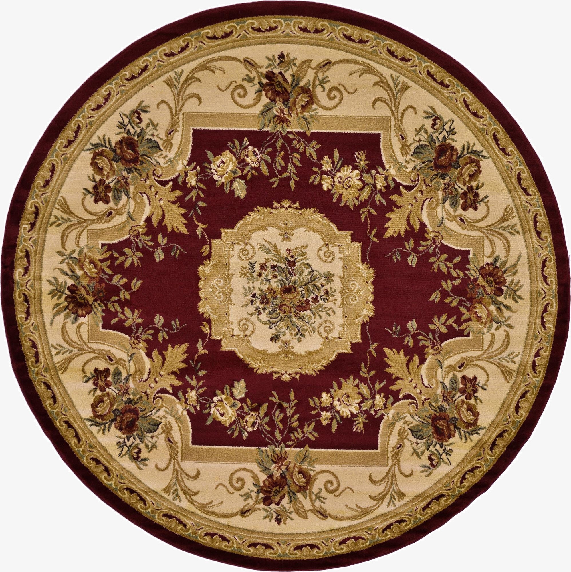 7' 10 x 7' 10 Classic Aubusson Round Rug