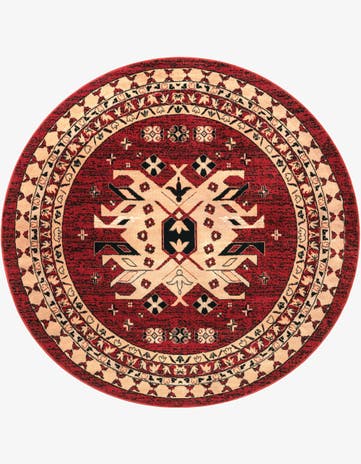 Red Heris Round Rug