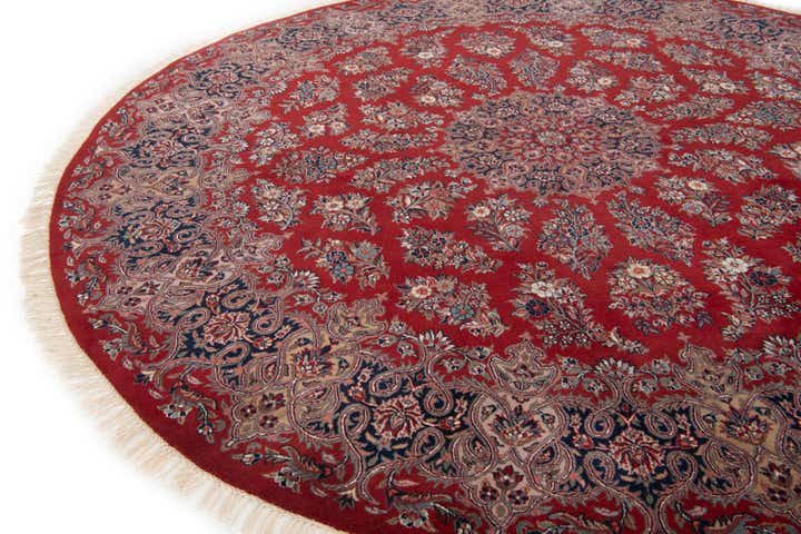 8' x 8' Hand Knotted Isfahan Wool Round Rug