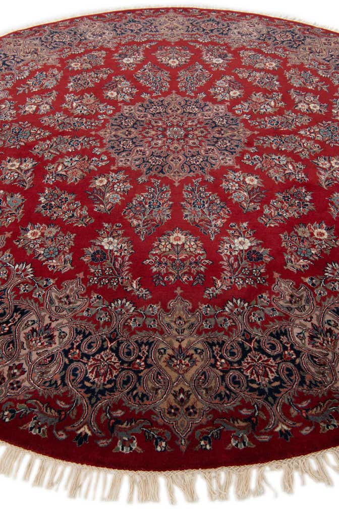 8' x 8' Hand Knotted Isfahan Wool Round Rug