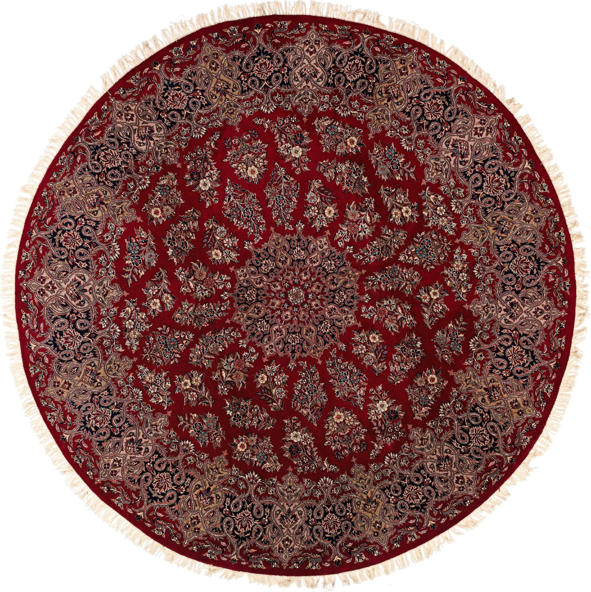 8' x 8' Hand Knotted Isfahan Wool Round Rug