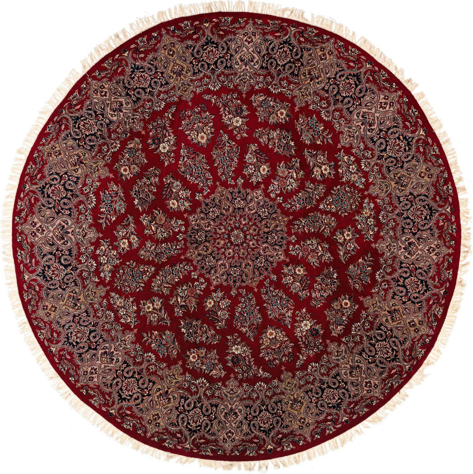 8' x 8' Hand Knotted Isfahan Wool Round Rug