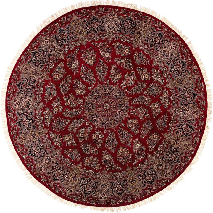 8' x 8' Hand Knotted Isfahan Wool Round Rug