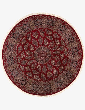8' x 8' Hand Knotted Isfahan Wool Round Rug