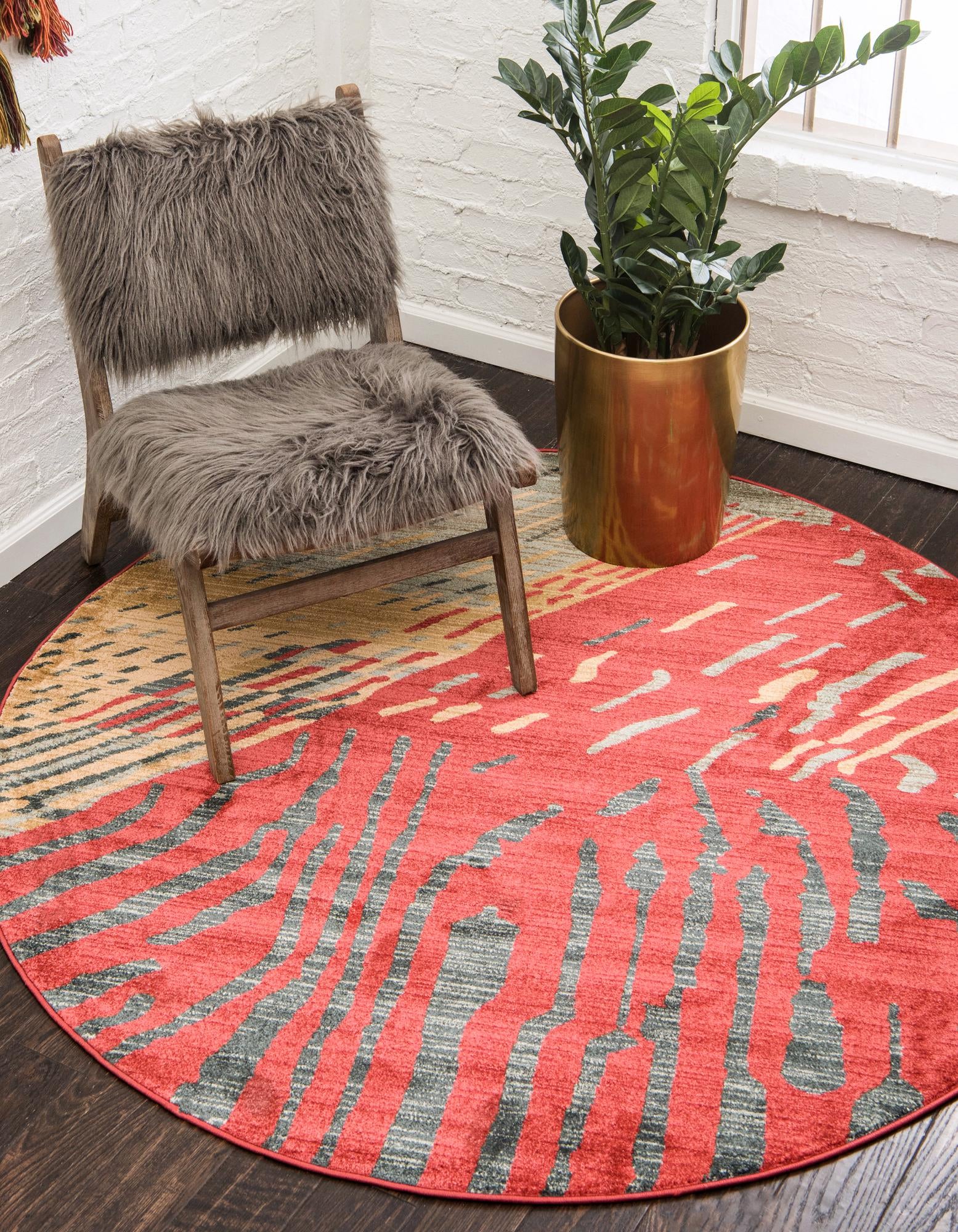 Red Kashkuli Gabbeh Round Rug