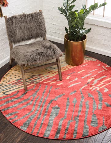 Red Kashkuli Gabbeh Round Rug
