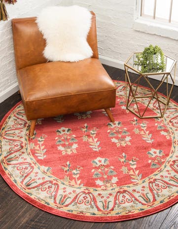 Red Kashkuli Gabbeh Round Rug