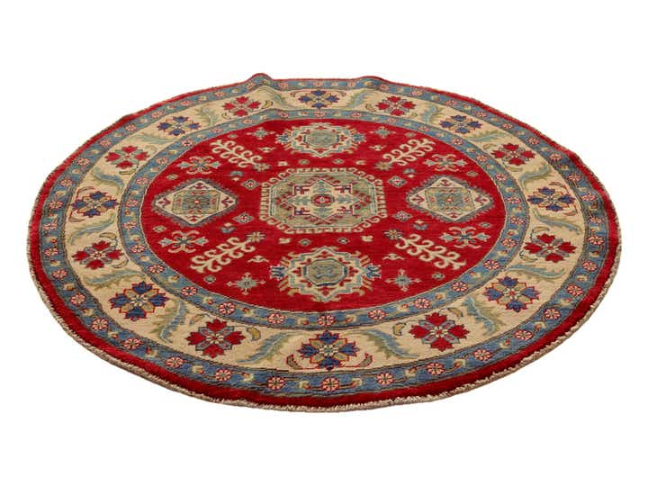 4' 9 x 4' 10 Hand Knotted Kazak Round Rug