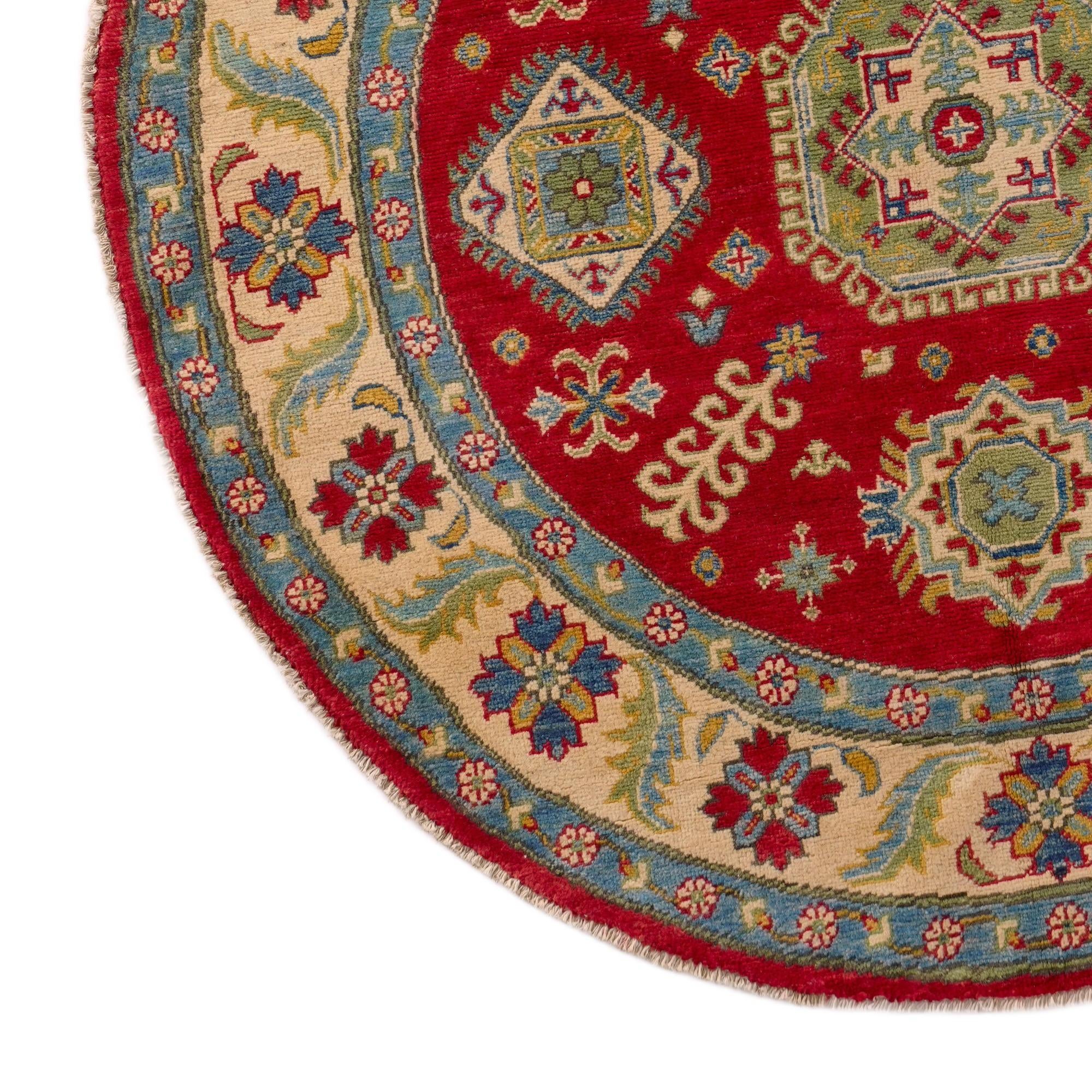 4' 9 x 4' 10 Hand Knotted Kazak Round Rug