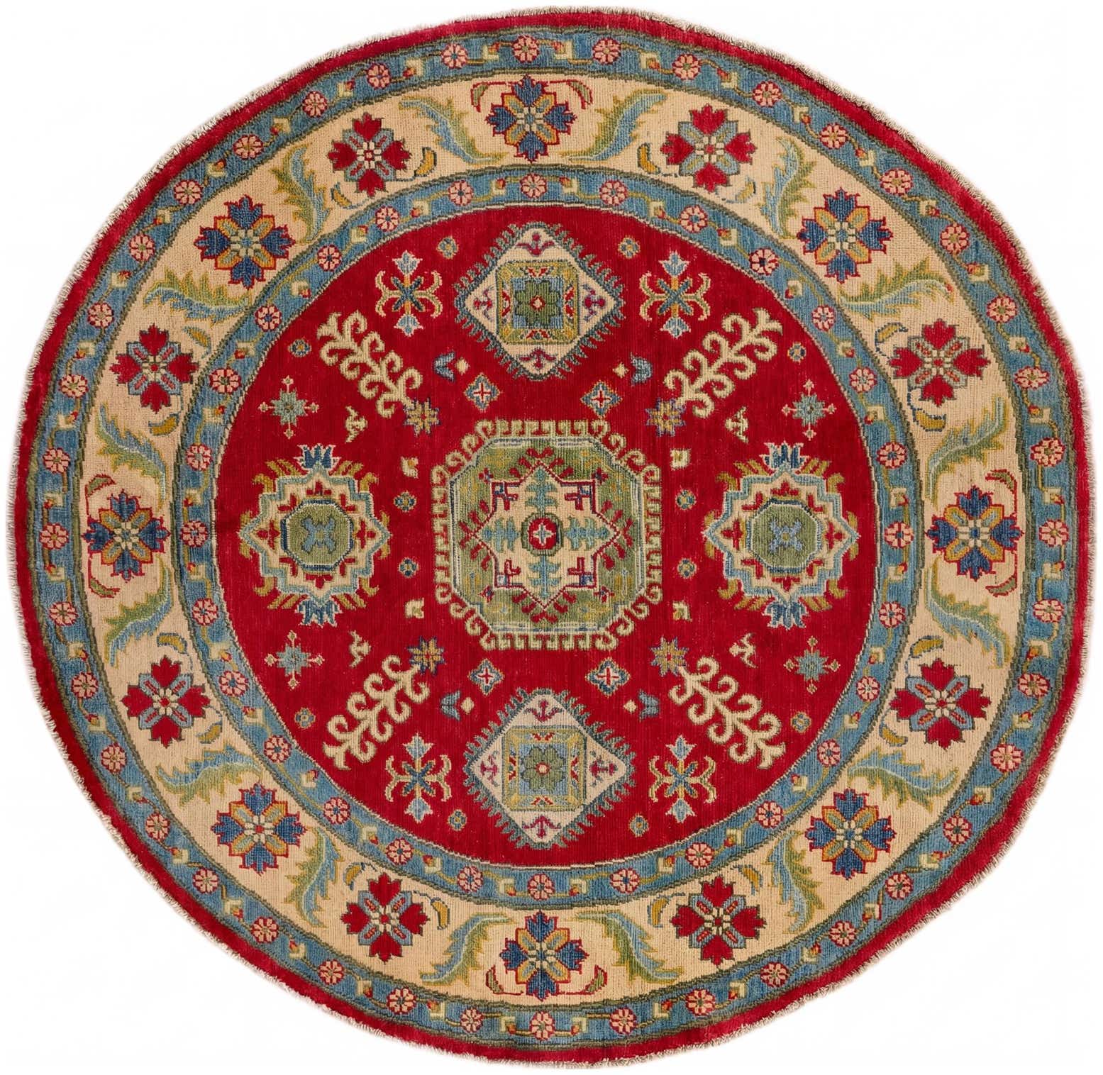 4' 9 x 4' 10 Hand Knotted Kazak Round Rug