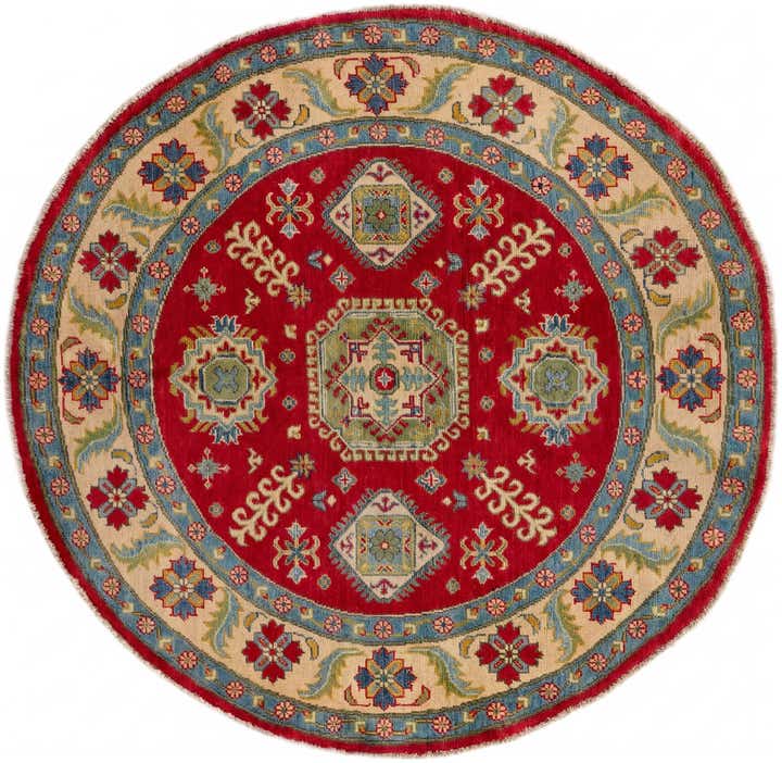 4' 9 x 4' 10 Hand Knotted Kazak Round Rug