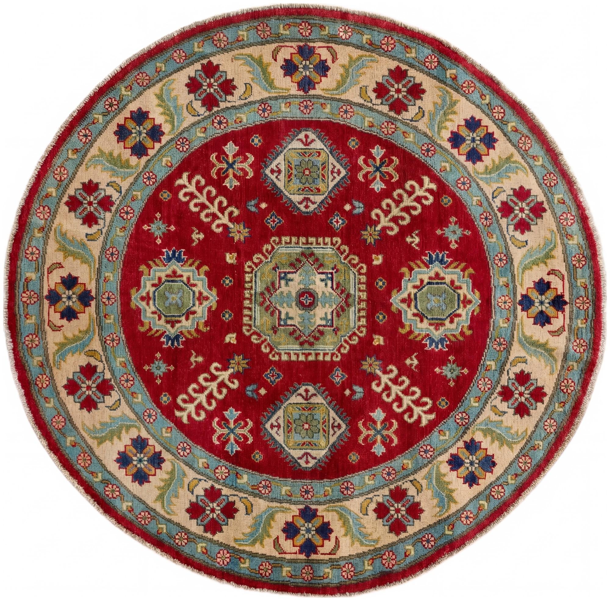 4' 10 x 4' 11 Hand Knotted Kazak Round Rug