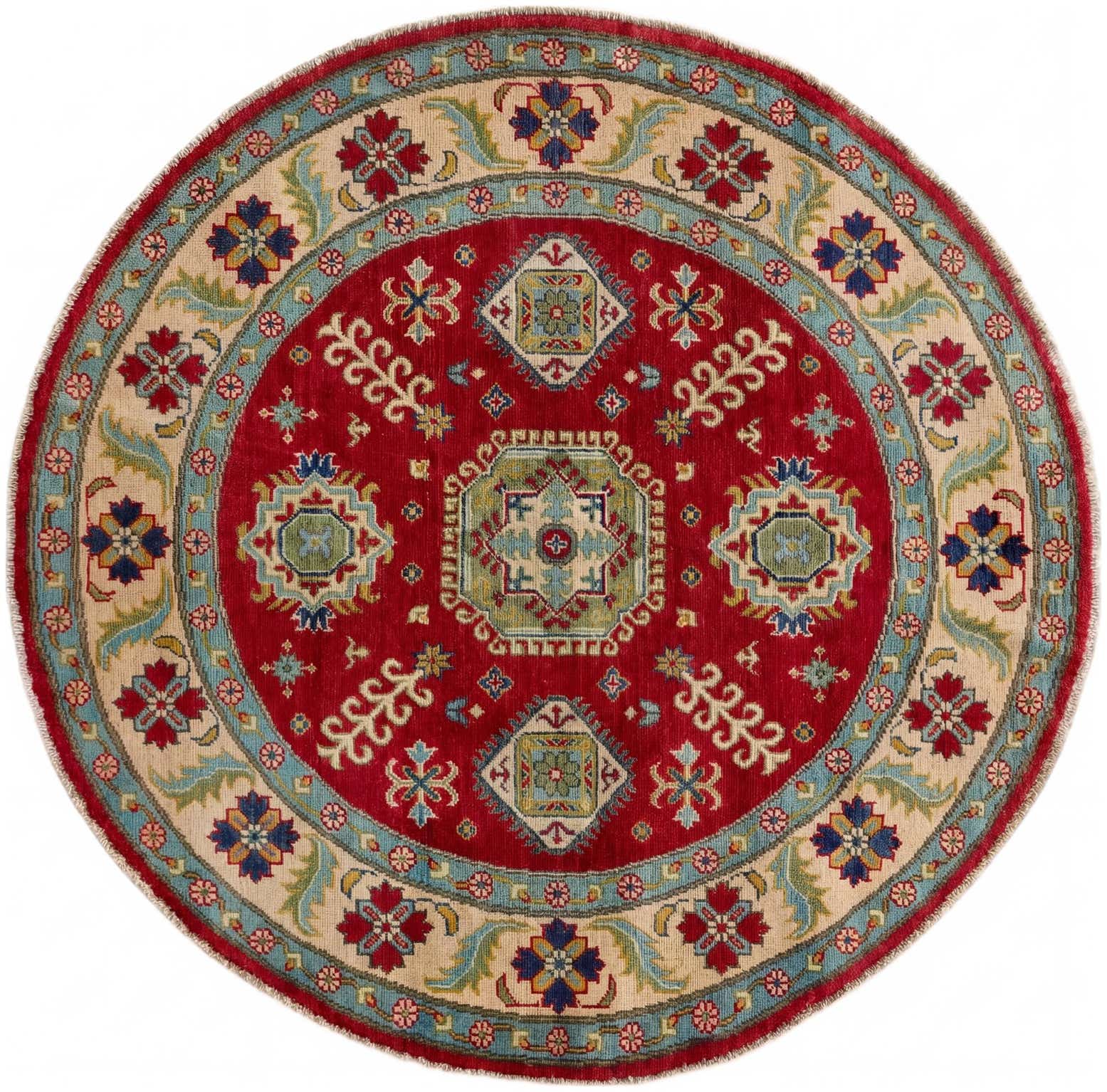 4' 10 x 4' 11 Hand Knotted Kazak Round Rug
