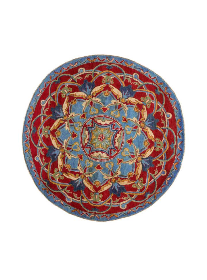 6' 6 x 6' 7 Hand Knotted Kazak Round Rug