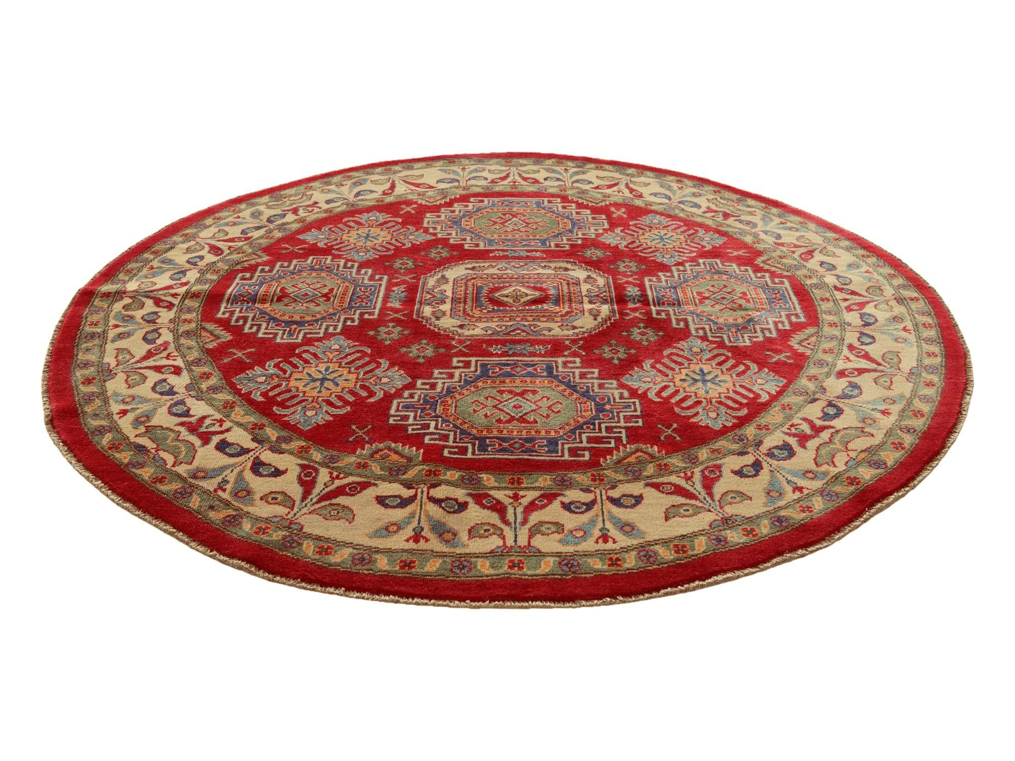 6' 7 x 6' 7 Hand Knotted Kazak Round Rug