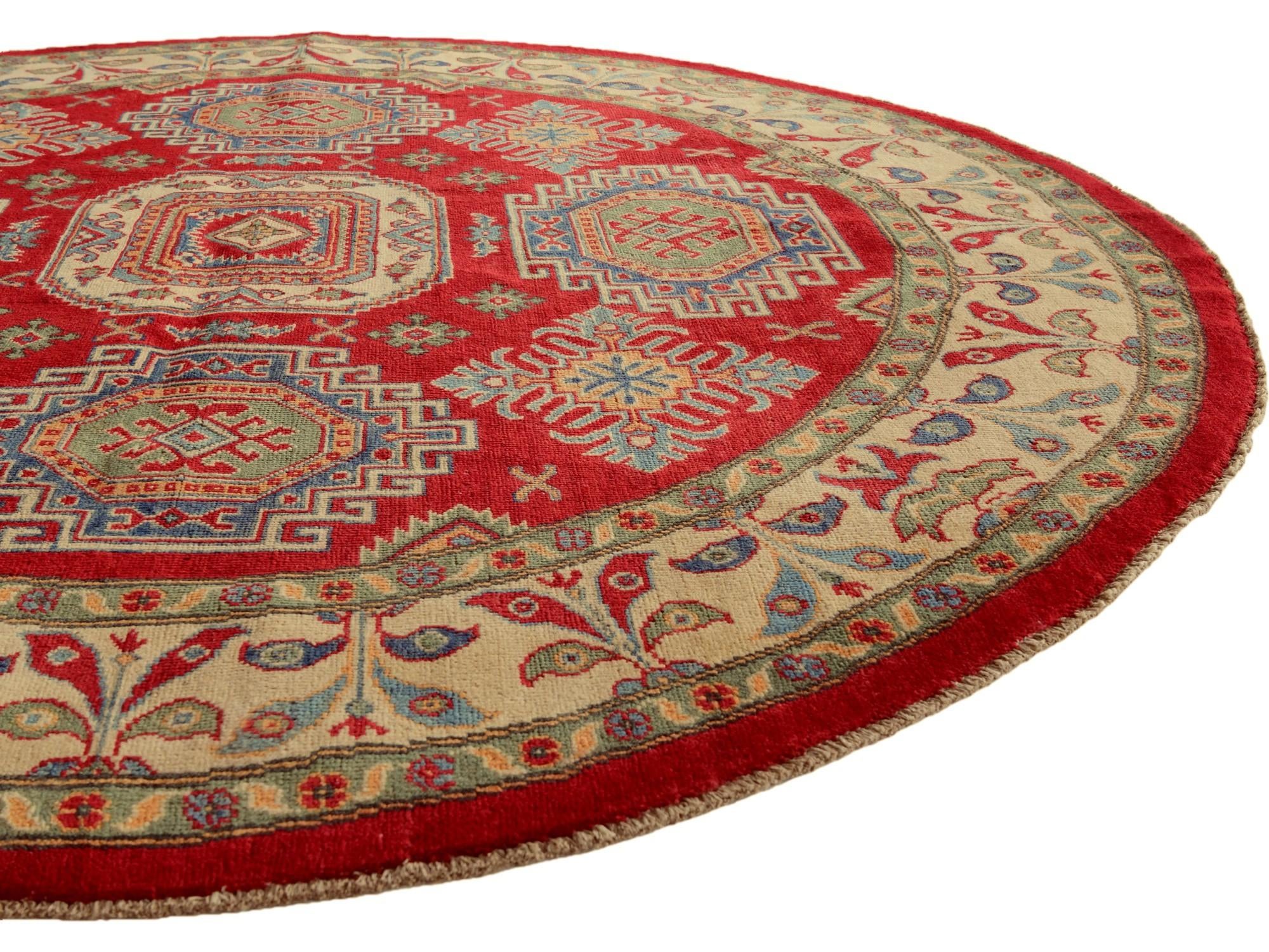 6' 7 x 6' 7 Hand Knotted Kazak Round Rug