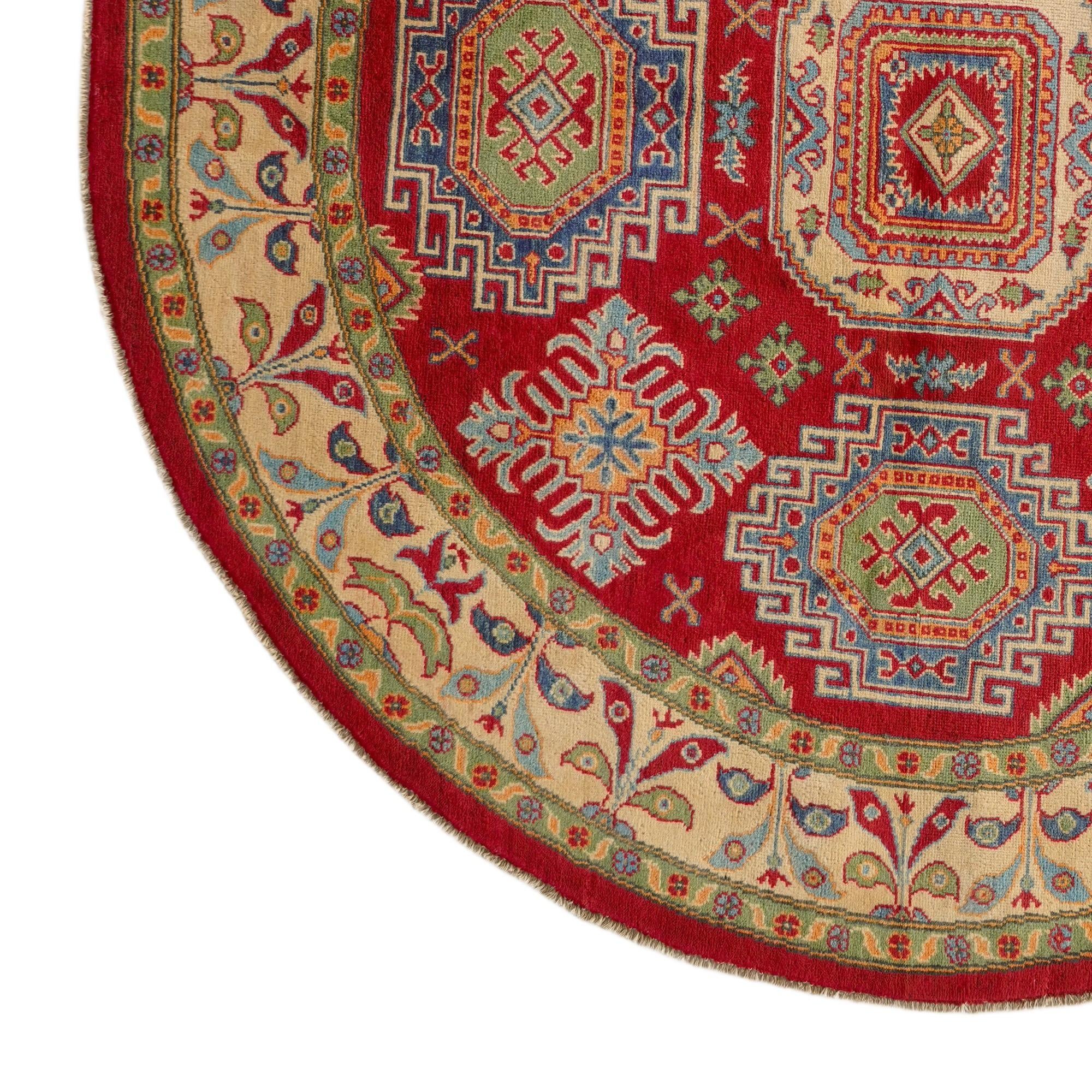 6' 7 x 6' 7 Hand Knotted Kazak Round Rug