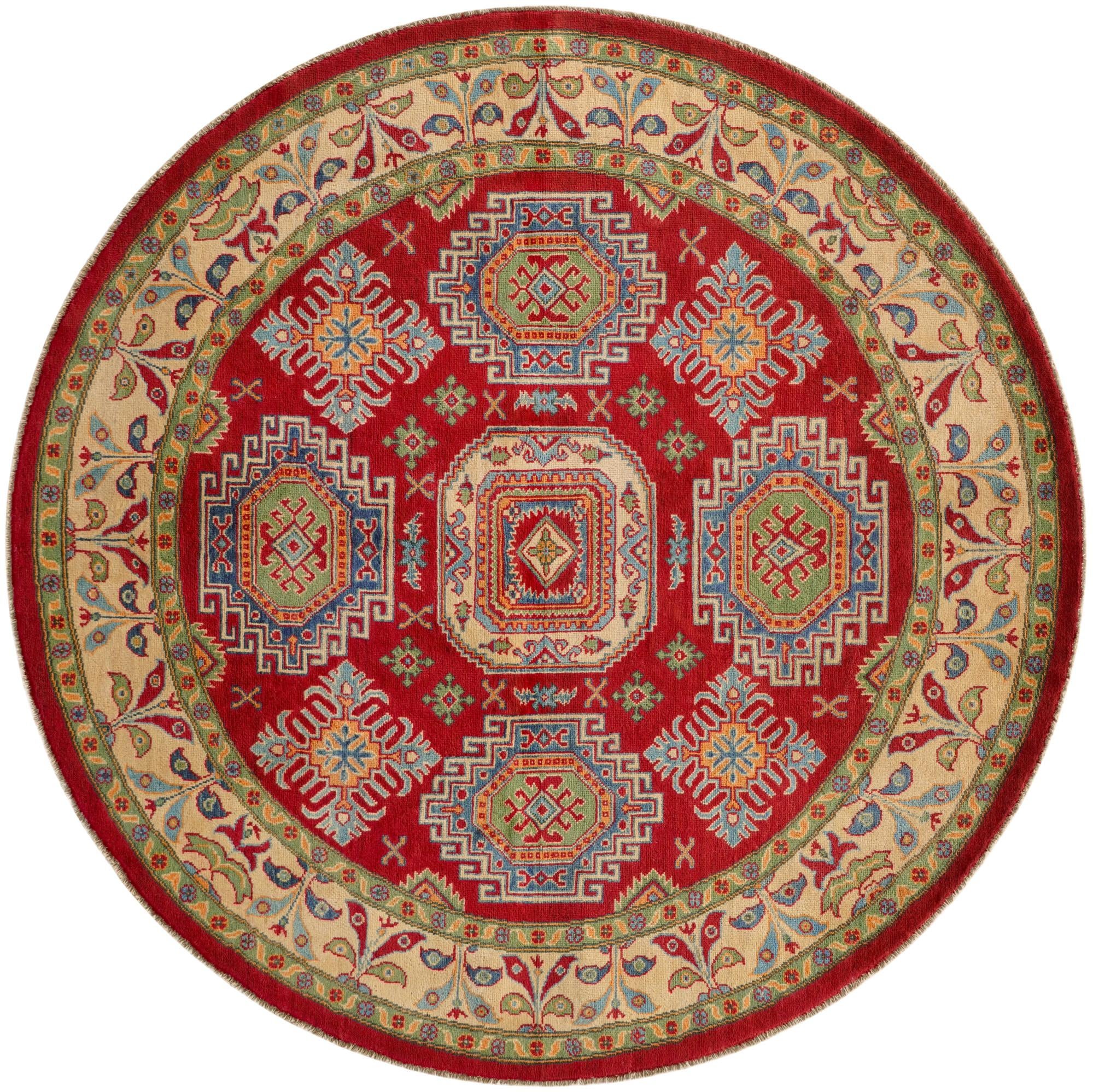 6' 7 x 6' 7 Hand Knotted Kazak Round Rug