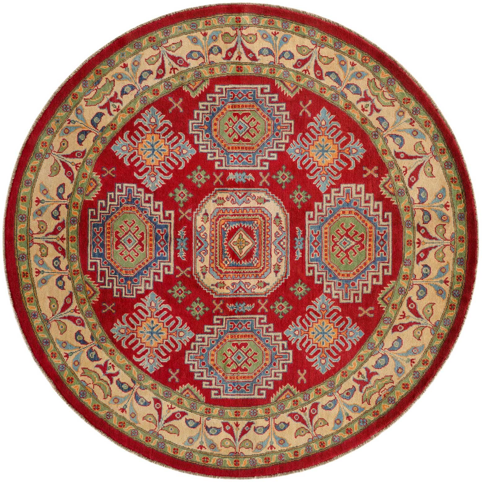 6' 7 x 6' 7 Hand Knotted Kazak Round Rug