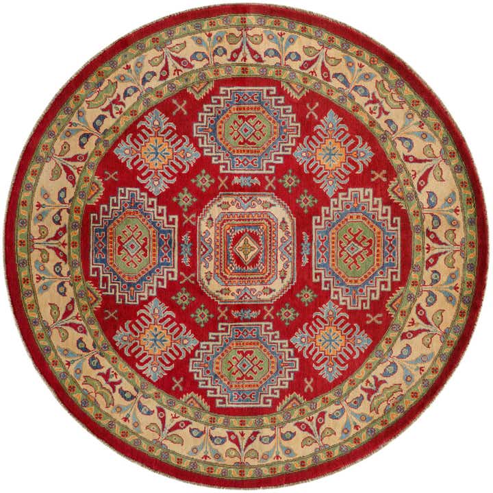 6' 7 x 6' 7 Hand Knotted Kazak Round Rug
