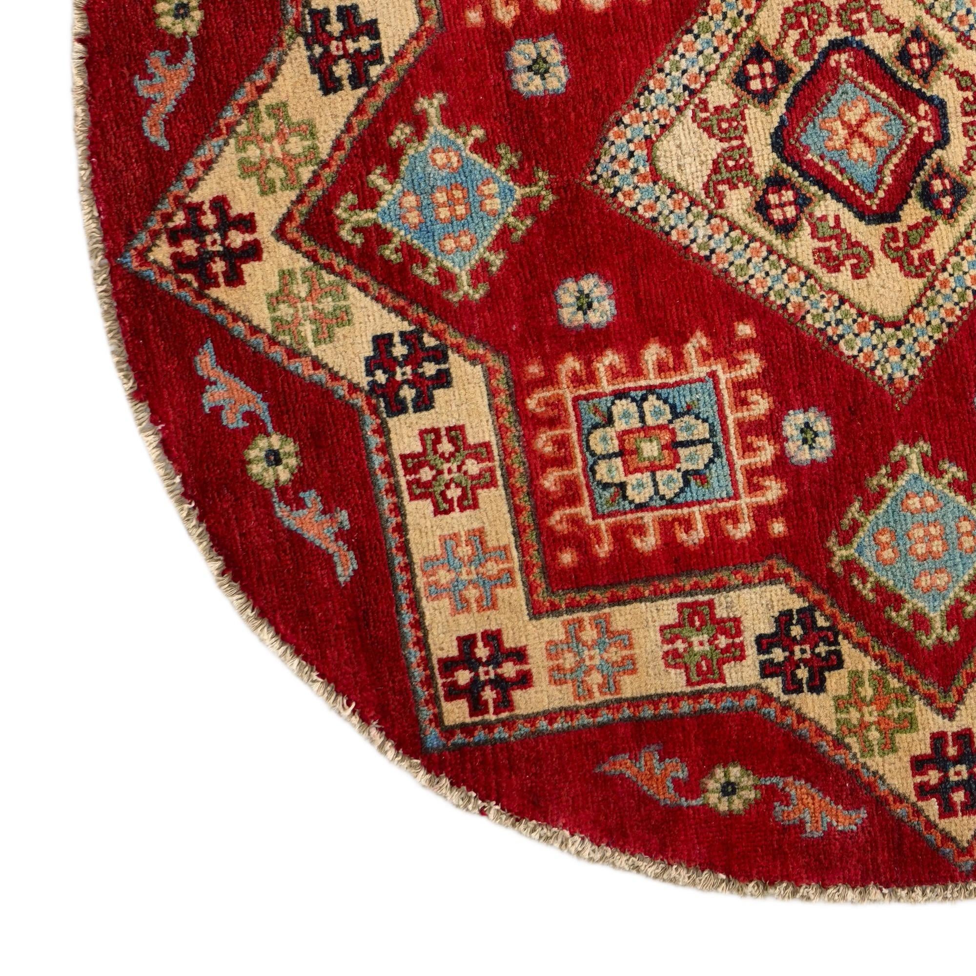 3' 3 x 3' 3 Hand Knotted Kazak Round Rug