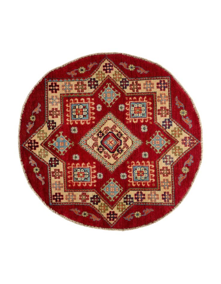 Detail image of 3' 3 x 3' 3 Hand Knotted Kazak Round Rug