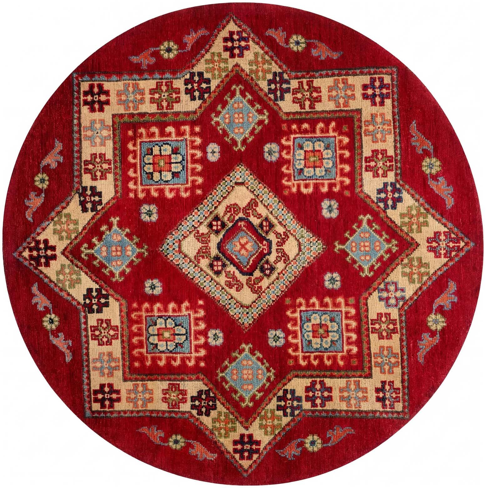 3' 3 x 3' 3 Hand Knotted Kazak Round Rug