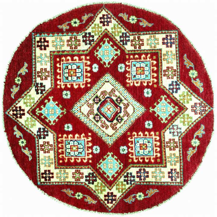 3' 3 x 3' 3 Hand Knotted Kazak Round Rug