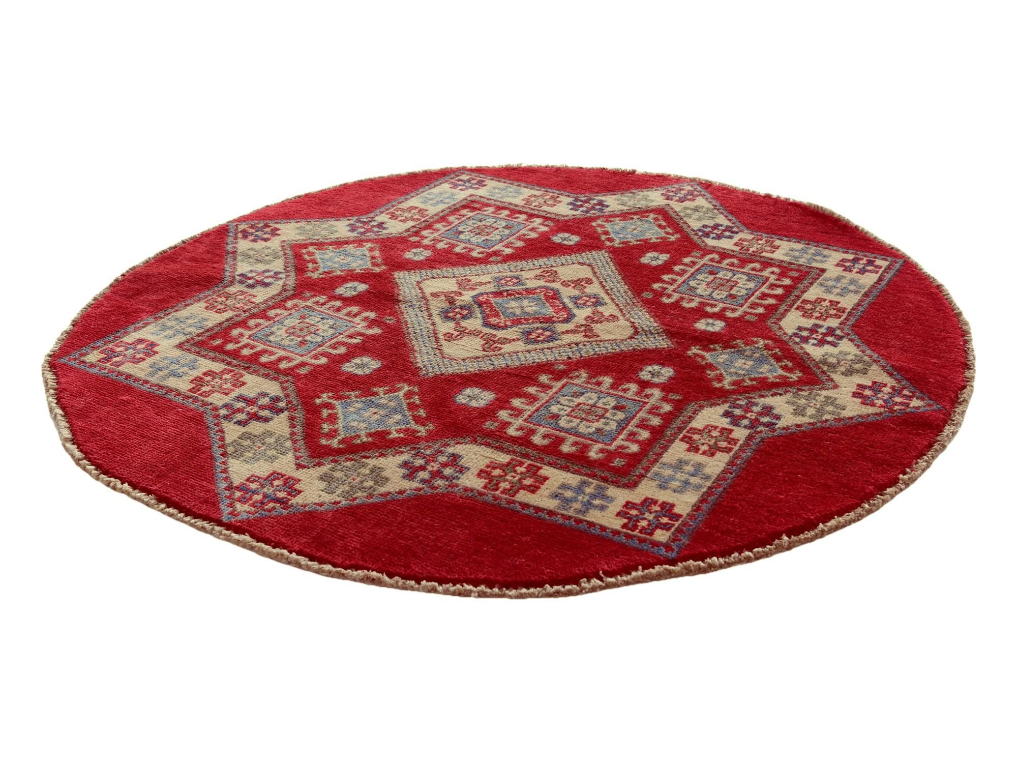 3' 2 x 3' 3 Hand Knotted Kazak Round Rug