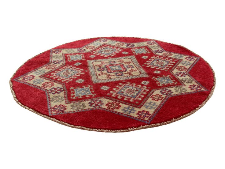 Detail image of 3' 2 x 3' 3 Hand Knotted Kazak Round Rug
