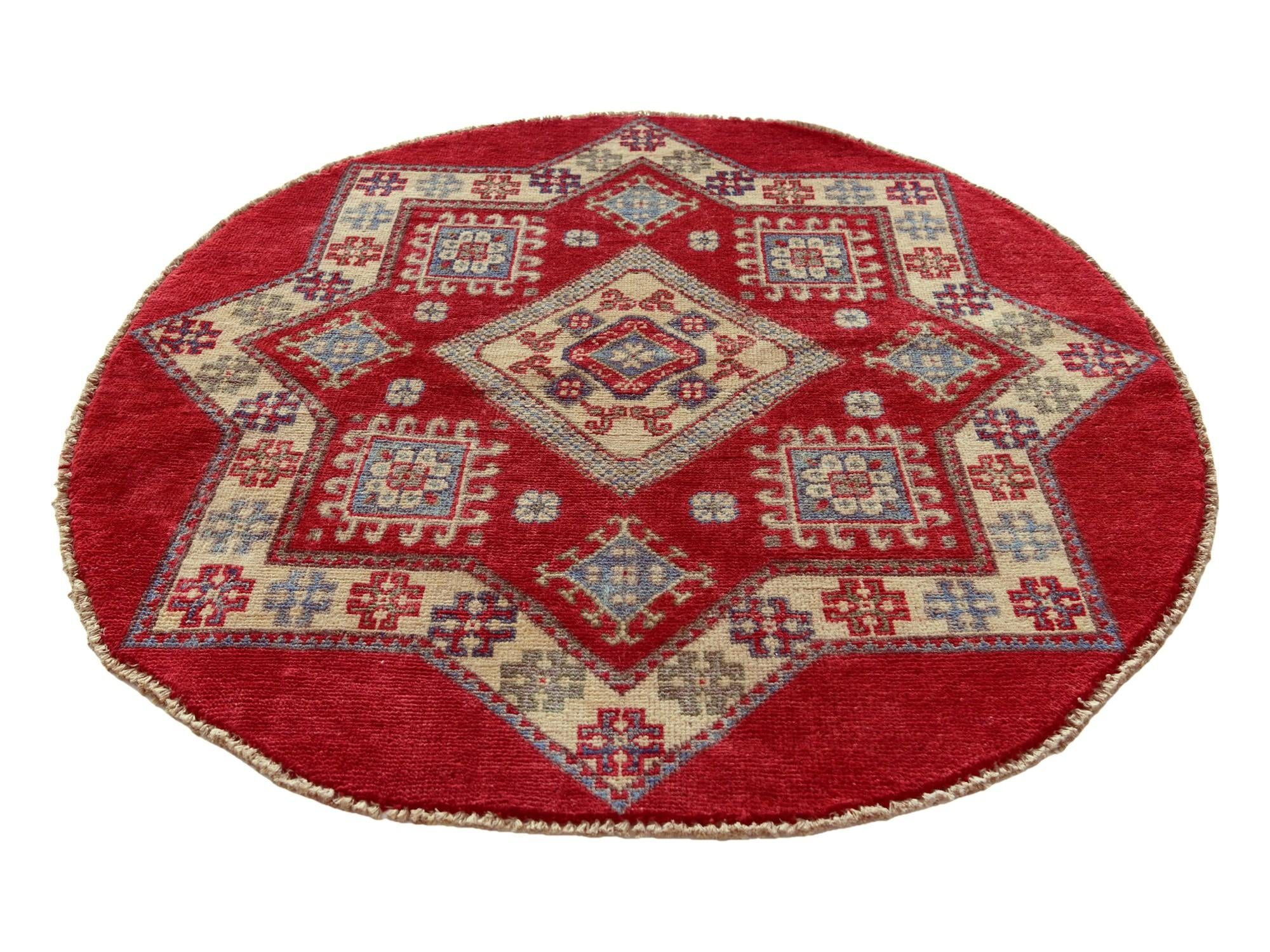 3' 2 x 3' 3 Hand Knotted Kazak Round Rug