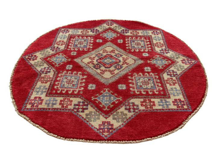 3' 2 x 3' 3 Hand Knotted Kazak Round Rug
