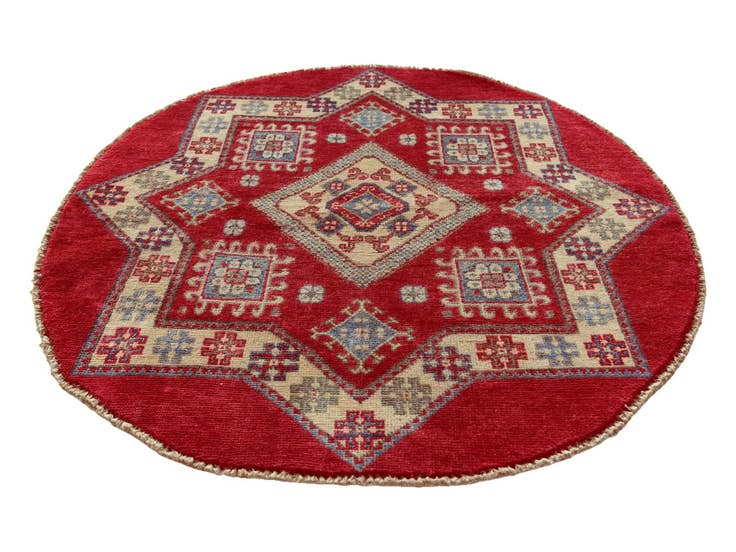 Detail image of 3' 2 x 3' 3 Hand Knotted Kazak Round Rug