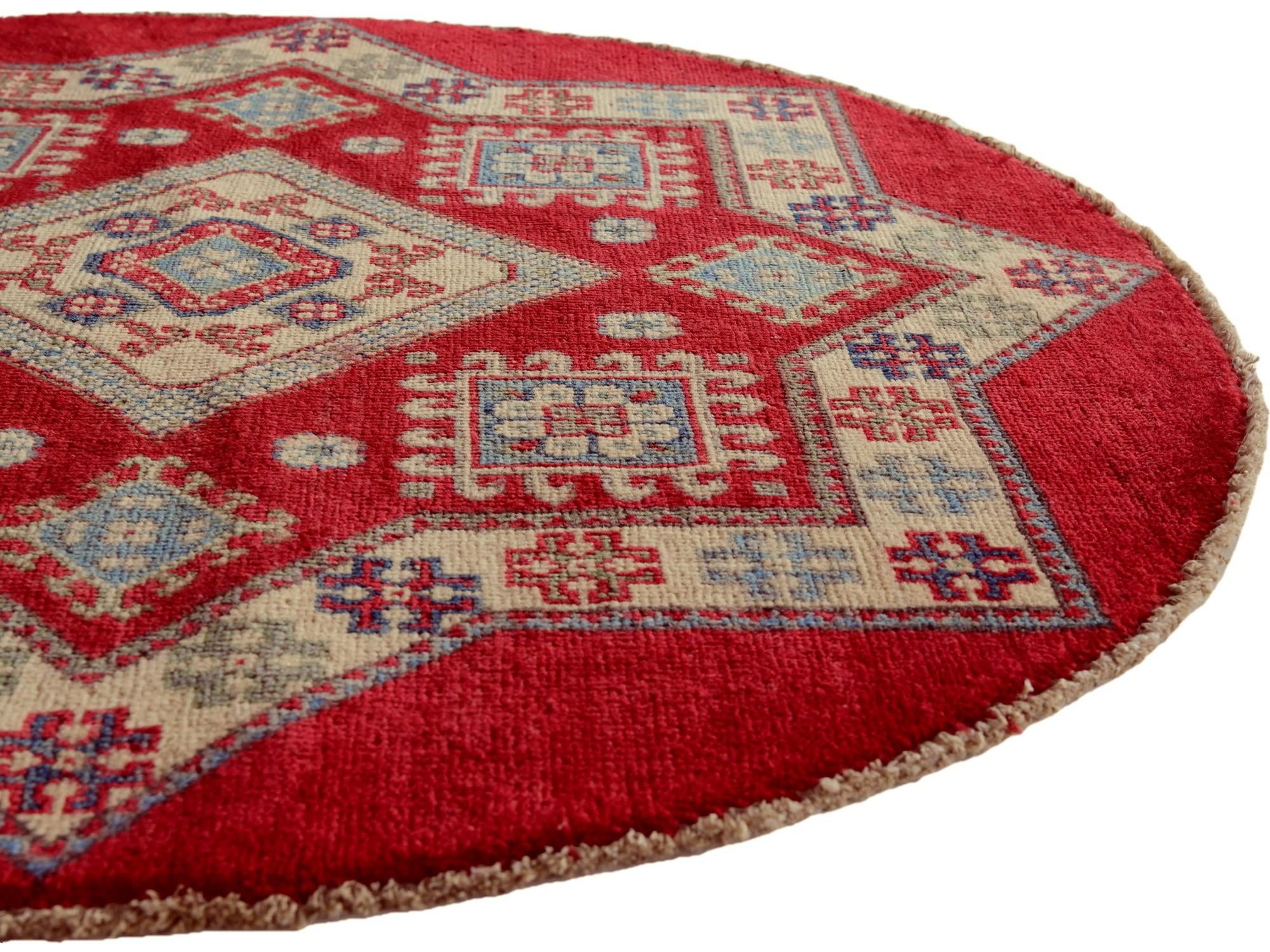 3' 2 x 3' 3 Hand Knotted Kazak Round Rug