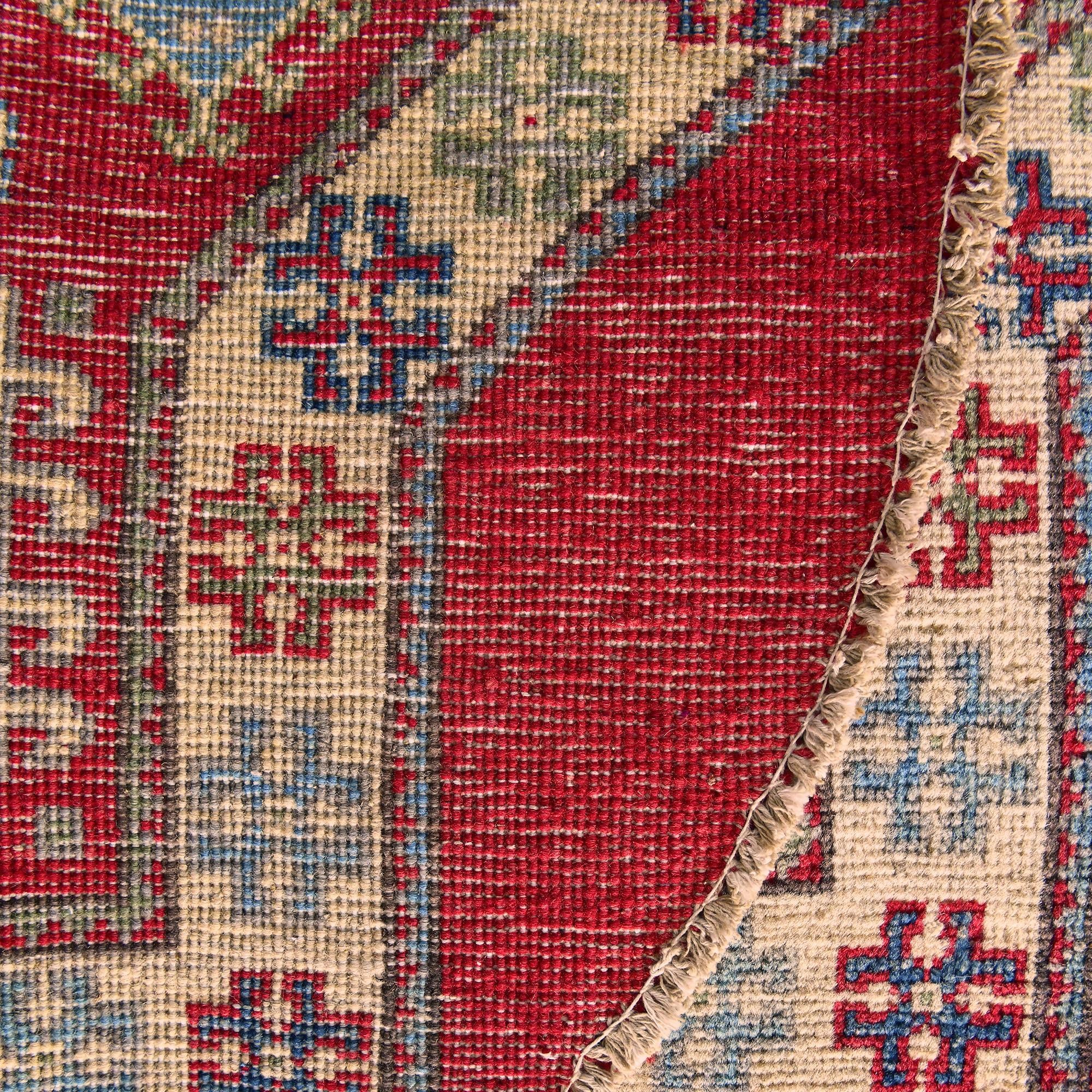 Detail image 11 of 11: 3' 2 x 3' 3 Hand Knotted Kazak Round Rug