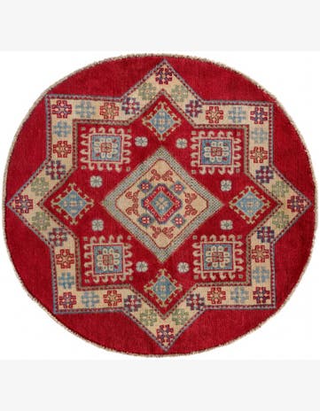 3' 2 x 3' 3 Hand Knotted Kazak Round Rug