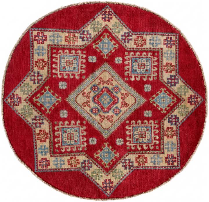 3' 2 x 3' 3 Hand Knotted Kazak Round Rug