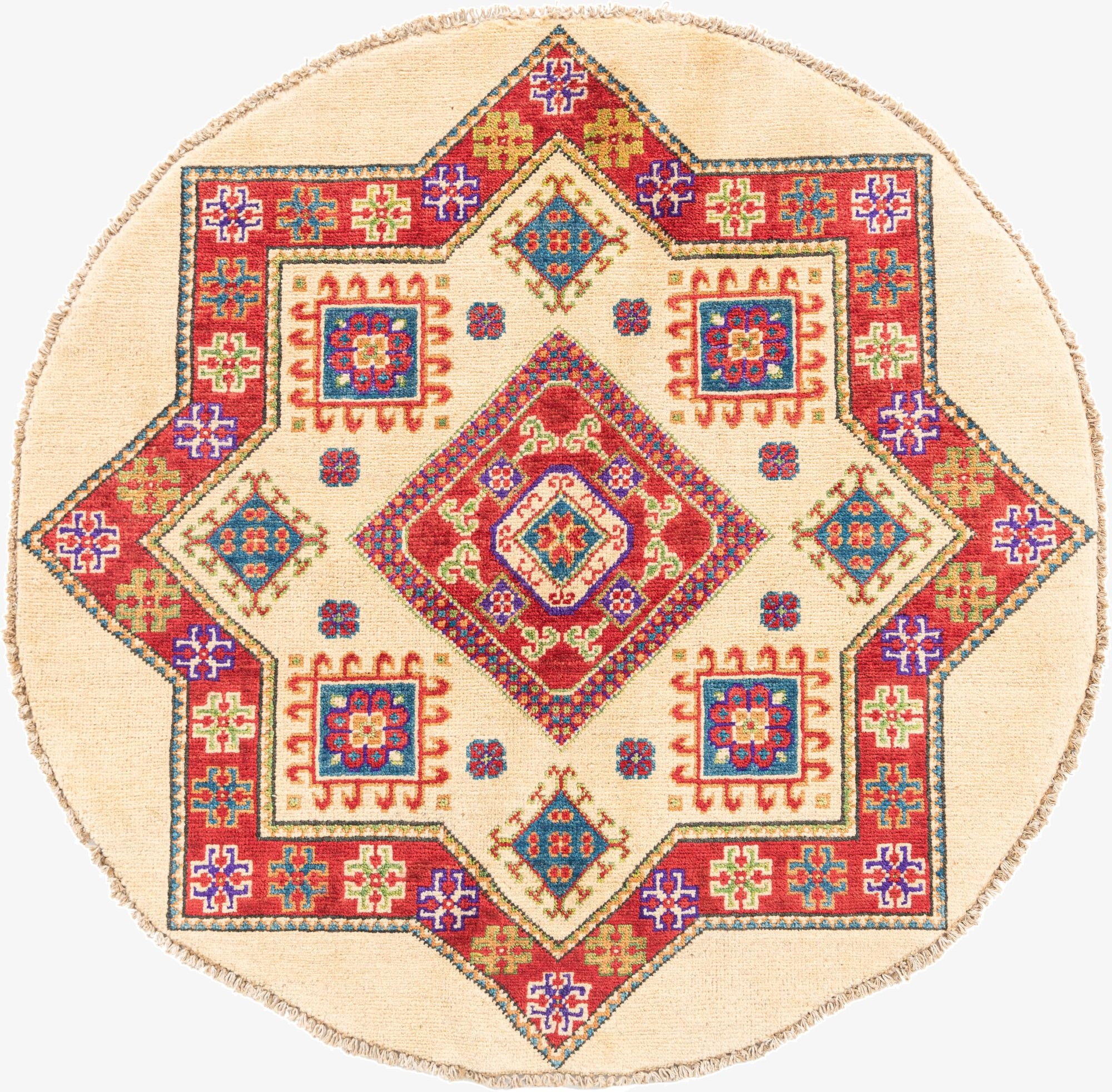 3' 3 x 3' 4  Hand Knotted Kazak Round Rug