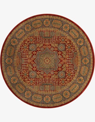 Red Mamluk Round Rug