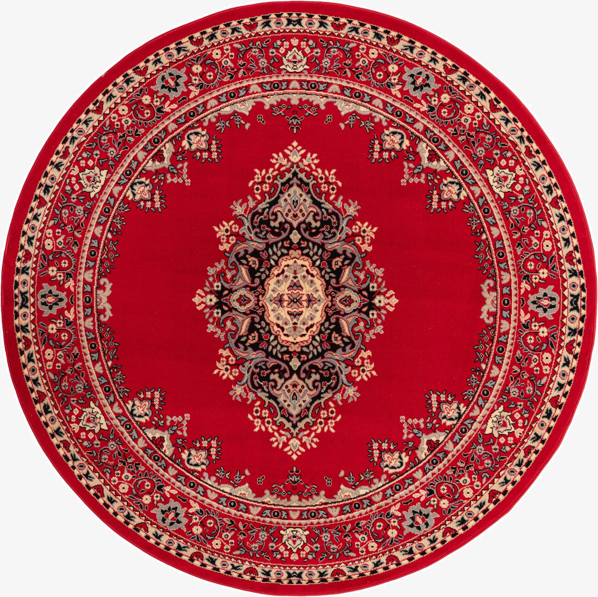 7' 10 x 7' 10 Mashad Design Round Rug