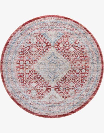 Red Noble Round Rug